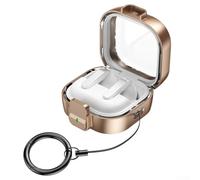 Custodia antiurto con blocco di sicurezza per Samsung Galaxy Buds 4 e Buds 4 Pro, custodia protettiva rigida con portachiavi, protezione completa dalle cadute, in ABS leggero da viaggio (oro rosa)