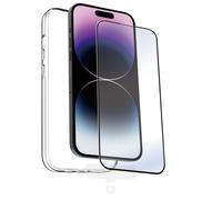 Custodia antiurto Muvit per iPhone 15 Pro Max + protezione in vetro temperato cornice nera