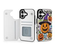 Custodia antiurto per iPhone 17 con porta carte di credito con stampe di cartoni animati di Halloween, custodia protettiva per Apple serie 17 (iPhone 17, stampa graffiti)