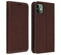 Custodia IPHONE 11 Folio Pelle Originale Porta Carte Supporto Video Brown Scuro