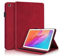 Custodia AsWant per Huawei Matepad T10/T10s, Albero in Rilievo Custodia in Pelle PU Portafoglio Supporto Cover Tablet per Huawei Matepad T 10 9.7 Pollici/Huawei Matepad T 10s 10.1 Pollici - Rosso