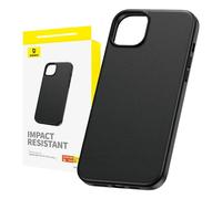 Custodia Baseus Fauxther PU pelle nera sottile resistente per iPhone 15 Pro Max