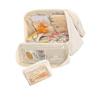 Custodia Bencil Con Grande Capacità Estetico Sacchetto Penna Materiale Scuola Per L'Organizzazione Di Marcatori E Accessori Con Grande Capacità Scatola Estetica Borsa Semplice, beige.