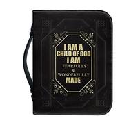 Custodia Bibbia con cerniera grande in pelle personalizzata borsa biblica donna uomo borsa Bibbia libro chiesa borse con manici, Classico nero., L