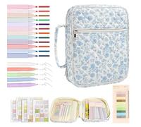 Custodia biblica - 12 pollici in cotone, robusta borsa biblica con cerniera, organizer per esigenze di studio, design protettivo di alta qualità | Borse per il trasporto cristiano, Blu, vedi