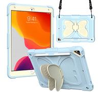 Custodia Blu Chiaro per iPad 2019 2020 2021 10.2 Pollici iPad 7 8 9 Generazione Clip Farfalla Con Tracolla Supporto Anti Caduta Della Custodia Protettiva Silicone