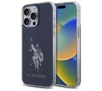 Custodia blu lucida con grande logo US Polo per iPhone 15 Pro Max