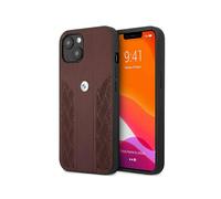 Custodia BMW per iPhone 13 Mini, rossa - Custodia rigida in pelle Curve Perforate