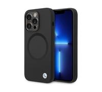 Custodia BMW per iPhone 14 Pro, nera - Firma in silicone liquido MagSafe