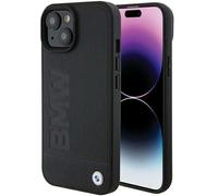 Custodia BMW per iPhone 15 6,1 in pelle nera Timbro a caldo - Nouvo