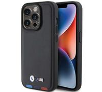 Custodia BMW per iPhone 15 Pro 6,1 nera Leather Stamp Tricolor - Nouvo