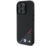 Custodia BMW per iPhone 16 Pro 6,3 Custodia rigida nera M Linea Tricolore perforata MagSafe - Nouvo