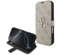 Custodia Bookcase Per iPhone 17 Pro Guess Rosa Logo Oro Con Supporto