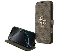 Custodia Bookcase Per iPhone 17 Pro Max Guess Marrone Con Logo Dorato E Supporto