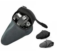 CUSTODIA BORSA FOTOCAMERA DIGITAL HD IN NEOPRENE GRIGIA NERA DOUBLEFACE MEDIUM BAG COMPATIBILE CON NIKON, CANON, PENTAX, SONY ETC.