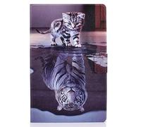 Custodia carina per Samsung Galaxy Tab A7 10.4 2020 Custodia per tablet Custodia in pelle con porta carte per Samsung Galaxy Tab A7 2020 T500 / T505 (Gatto e Tigre)