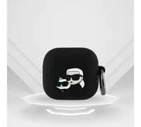 Custodia Case AirPods 4 Karl Lagerfeld Silicone Nero Logo Gatto Testa 3D