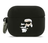 CG Mobile Karl Lagerfeld - Custodia in silicone con testa Karl e Chaupette per AirPods Pro 3, colore: Nero