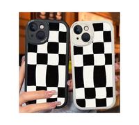 Custodia Casechics per iPhone: design a griglia retrò, protezione per la fotocamera, cover morbida antiurto (bianca, compatibile con iPhone 14)