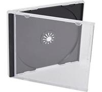100 CUSTODIE CUSTODIA BOX DVD CD SINGOLO JEWEL CASE NERO FRONTE TRASPARENTE