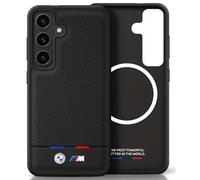 Custodia Cellulare Galaxy S25 BMW Similpelle Forato Nero Magsafe Logo Metallo