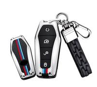 Custodia Chiave Macchina per BYD Song Plus Atto 3 Han EV Tang DM QIN Seal Dolphin, Copri Chiavi Cover Copri Chiave Telecomando Guscio Portachiavi Ricambi,4-Argenté