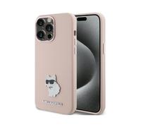 Custodia Choupette in metallo Karl Lagerfeld in silicone, rosa - iPhone 15 Pro Max