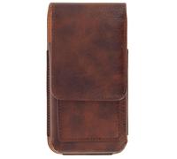 Custodia Cintura Flip Verticale in Similpelle per Smartphone Taglia XXL Marrone