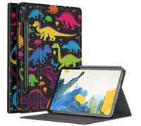 Custodia colorata con dinosauri per Samsung Galaxy Tab S8 Plus/Tab S7 FE 12,4" 2021 / Galaxy Tab S7 Plus 2020, custodia con angoli di visualizzazione multipli con supporto S Pen e spegnimento