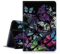 Custodia colorata con farfalla compatibile con tablet Amazon Fire HD 10 da 10,1 pollici (7a generazione e 9a generazione, 2017 e 2019), custodia pieghevole intelligente con funzione di accensione