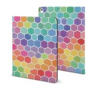 Custodia colorata con motivo esagonale compatibile per iPad 2020 (10,2 pollici) Custodie per tablet Cover protettiva Auto Wake/Sleep