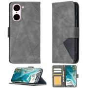 Custodia Comaptibile per OnePlus Nord Ce5 Cph2717 Cph2719 Case Custodia Cover Supporto Premium in PU [ con 9H HD Vetro Temperato] BF05 Grey