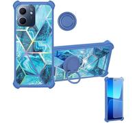 Custodia Comaptibile per Oppo A5X 5G Pkw110 Case Custodia [ con 9H HD Vetro Temperato] Cover Supporto PC + Silicone IMDL-LS