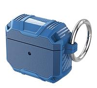 Custodia compatibile con AirPod di terza generazione, custodia protettiva per AirPod, robusta custodia con portachiavi, LED frontale visibile, blu