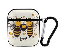 Custodia compatibile con AirPods 2 e 1, Bee Love Honeysprinted PC custodia protettiva rigida antiurto per Apple AirPods 2 e 1 con portachiavi supporto ricarica wireless
