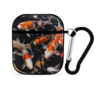Custodia compatibile con AirPods 2 e 1, con stampa di carpa giapponese in policarbonato, custodia protettiva rigida antiurto per Apple AirPods 2 e 1, con portachiavi, supporto per ricarica wireless