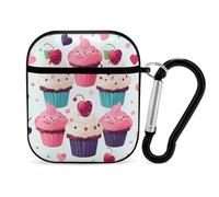 Custodia compatibile con AirPods 2 e 1, cupcake Candy Hearts Sweetprinted PC custodia protettiva antiurto per Apple AirPods 2 e 1 con portachiavi supporto ricarica wireless