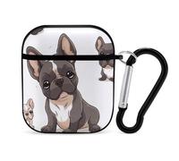 Custodia compatibile con AirPods 2 e 1, custodia rigida in PC con stampa di bulldog francese, custodia protettiva antiurto per Apple AirPods 2 e 1, con portachiavi, supporto per ricarica wireless