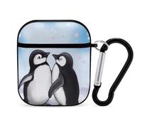 Custodia compatibile con AirPods 2 e 1, I Love Penguinsprinted, custodia protettiva rigida antiurto per Apple AirPods 2 e 1, con portachiavi, supporto per ricarica wireless