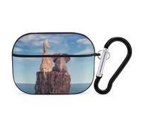 Custodia compatibile con AirPods Pro di seconda generazione - Custodia carina compatibile con AirPods Pro, elefante e giraffa seduti su una roccia che ammirano l'oceano, custodia compatibile con