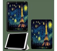 Custodia Compatibile con Cover iPad Pro 11 2022/2021/2020,a tre ante con portapenne per iPad Pro 11 pollici,Attivazione/Disattivazione Automatica Notte Stellata Torre Eiffel Parigi Astratto-Blu