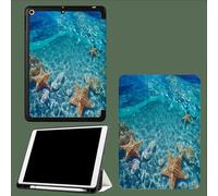Custodia Compatibile con Cover iPad Pro 11 2022/2021/2020,a tre ante con portapenne per iPad Pro 11 pollici,Attivazione/Disattivazione Automatica Oceano Blu Fondale Marino Stelle Marine-Blu Profondo