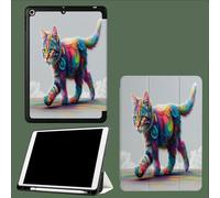 Custodia Compatibile con Cover iPad Pro 11 2022/2021/2020, a tre ante con portapenne per iPad Pro 11 pollici,Attivazione/Disattivazione Automatica Gatto Facendo Passeggiata Astratto Animali-Grigio