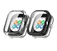 Custodia compatibile con Honor Choice, con pellicola protettiva antigraffio per lo schermo, protezione rigida in policarbonato per Haylou Watch Smartwatch, nero e trasparente