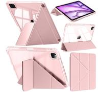Custodia Compatibile con iPad Air 13 Pollici M4/M3/M2 (2026/2025/2024), iPad Pro 12.9 2022/2021/2020/2018 con Portapenne, Chiaro Antiurto, Supporto Pieghevole a Y 6 in 1, Rosa