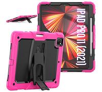 Custodia compatibile con iPad Pro 5/4/3 Generation 12.9 Inch 2021/2020/2018 con portamatite, resistente e resistente agli urti Custodia protettiva con cavalletto invisibile, rosa