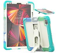 Custodia compatibile con iPad Pro 5/4/3 Generation 12.9 Inch 2021/2020/2018 con portamatite, robusta custodia protettiva antiurto resistente con cavalletto invisibile, blu mimetico