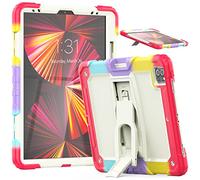 Custodia compatibile con iPad Pro 5/4/3 Generation 12.9 Inch 2021/2020/2018 con portamatite, robusta custodia protettiva antiurto resistente con cavalletto invisibile, colore rosso mimetico