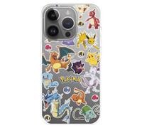 Custodia compatibile con iPhone 15 Pro MAX Ufficiale Pokémon Sticker Poké Ball per proteggere il tuo cellulare. Cover in silicone trasparente flessibile con licenza ufficiale Pokemon