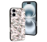 Custodia compatibile con iPhone 16 - Custodia carina alla moda divertente con simpatico cartone animato mucca latte_Una custodia in silicone morbido compatibile con iPhone 16 per donne e uomini